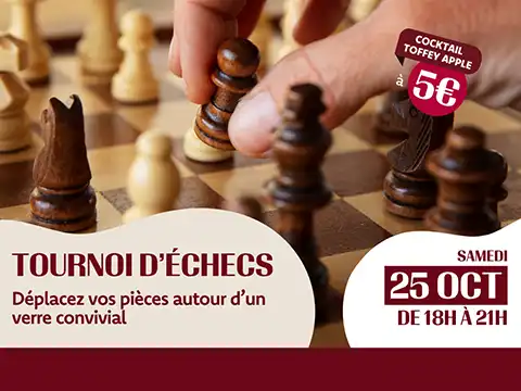 Tournoi d'échecs le 25 octobre à 18h au bar Les Beaux Jours de Thionville