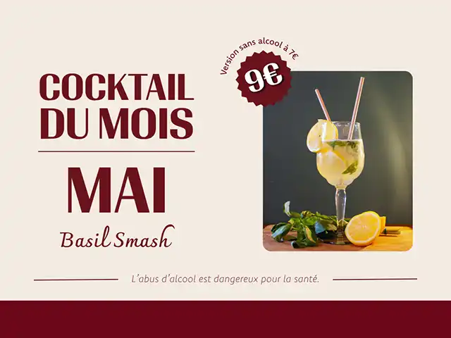 Cocktail du mois de mai 2026 au bar Les Beaux Jours