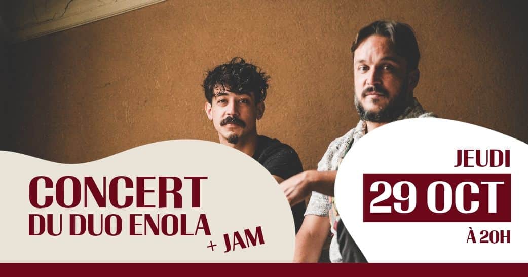 29-octobre-concert-enola-usique Concert du duo Enola au bar Les Beaux Jours à Thionville le 29 octobre 2026.